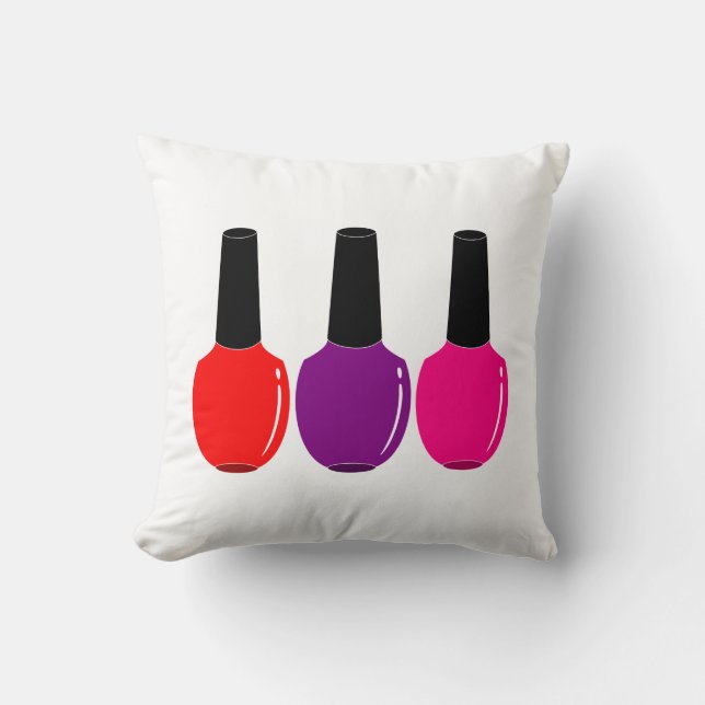 I Liebe-Nagellack-rote rosa lila Nagellack-Kunst Kissen (Vorderseite)