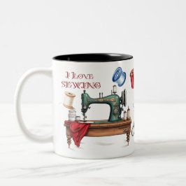 I Liebe Nähen Zweifarbige Tasse