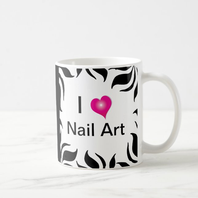 I Liebe Nail Art Zebra Streifen und Pink Coffee Ta Kaffeetasse (Rechts)