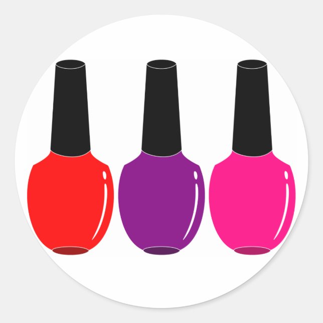I Liebe Nail Polnisch Rosa Lila Nagelart Polnisch  Runder Aufkleber (Vorderseite)