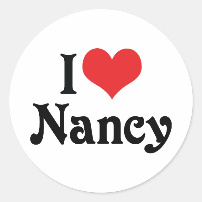 I Liebe Nancy Runder Aufkleber (Vorderseite)