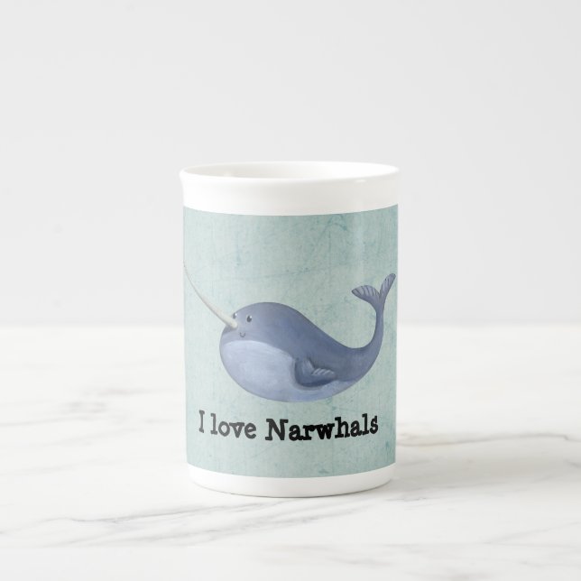 I Liebe Narwhals Prozellantasse (Vorderseite)