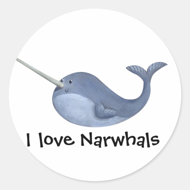 I Liebe Narwhals Runder Aufkleber (Vorderseite)