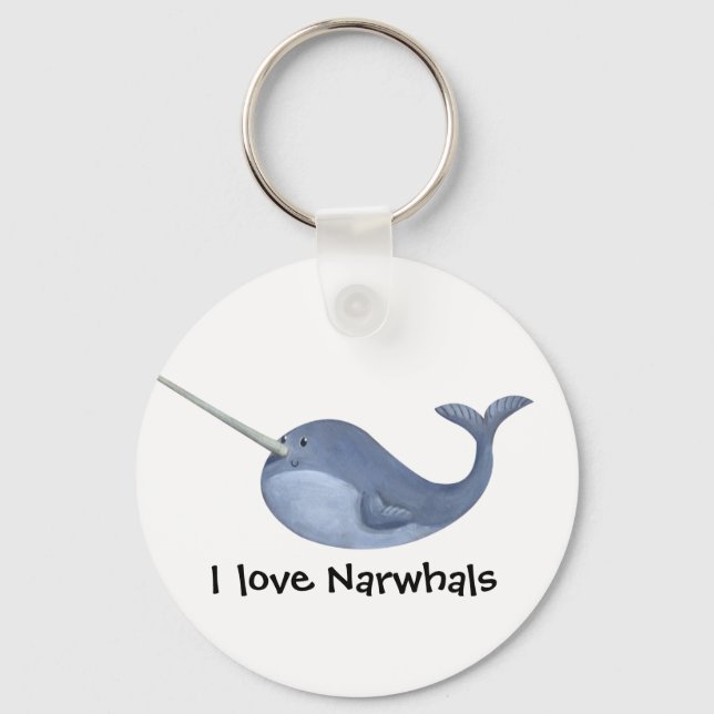 I Liebe Narwhals Schlüsselanhänger (Vorderseite)