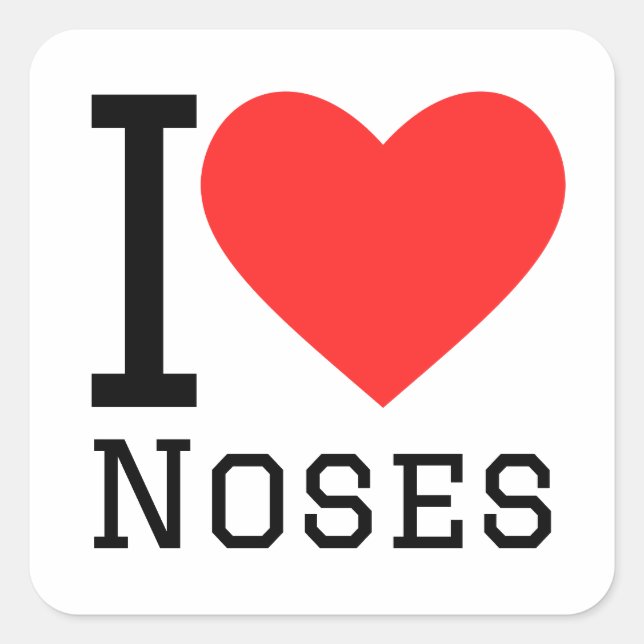I Liebe Nase Quadratischer Aufkleber (Vorderseite)