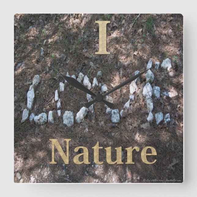 I Liebe Natureinstellung Quadratische Wanduhr (Vorderseite)