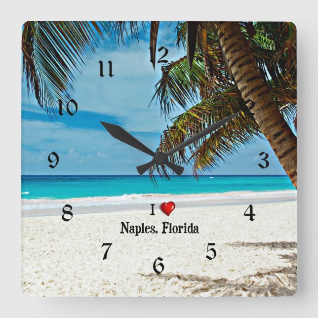 I Liebe Neapel, Florida Quadratische Wanduhr (Vorderseite)