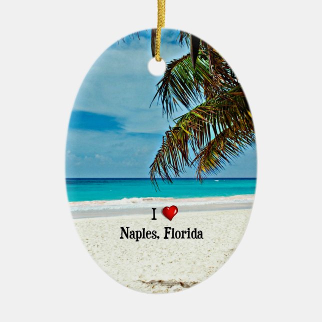 I Liebe Neapel, Florida, tropische Landschaft Keramik Ornament (Vorne)