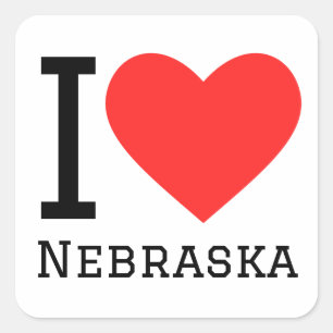 I Liebe Nebraska Quadratischer Aufkleber