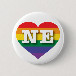 I Liebe Nebraska Rainbow Heart Button