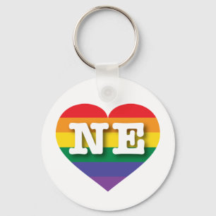 I Liebe Nebraska Rainbow Heart Schlüsselanhänger