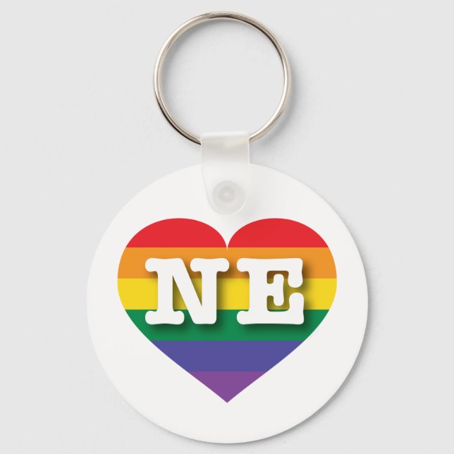 I Liebe Nebraska Rainbow Heart Schlüsselanhänger (Vorderseite)