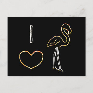 I Liebe Neon Flamingos Postcard Postkarte