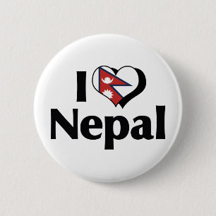 I Liebe Nepal-Flagge Button