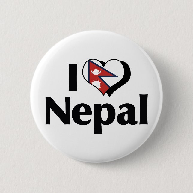 I Liebe Nepal-Flagge Button (Vorderseite)