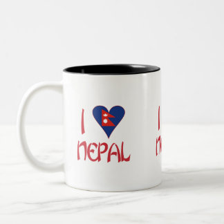 I Liebe (nepalesische Herzflagge) Nepal Zweifarbige Tasse