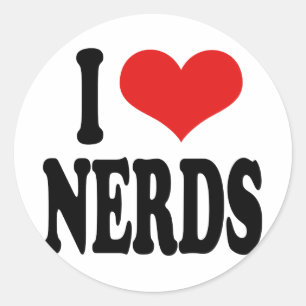 I LIEBE NERD RUNDER AUFKLEBER
