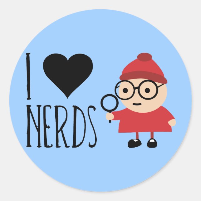 I LIEBE NERD RUNDER AUFKLEBER (Vorderseite)
