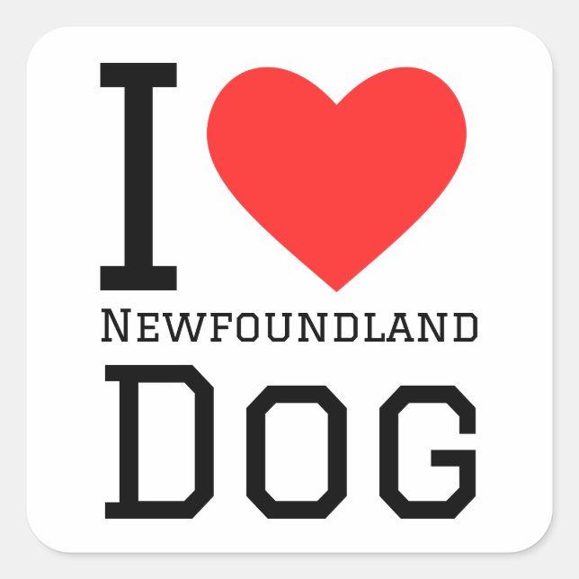 I Liebe Neufundland Hund Quadratischer Aufkleber (Vorderseite)