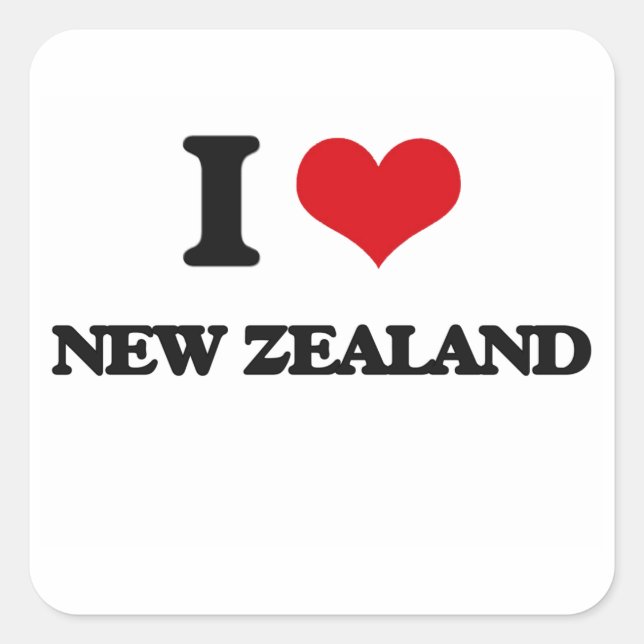 I Liebe Neuseeland Quadratischer Aufkleber (Vorderseite)