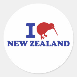 I Liebe Neuseeland Runder Aufkleber