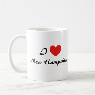 I Liebe New Hampshire Heart Typografy Coffee Tasse