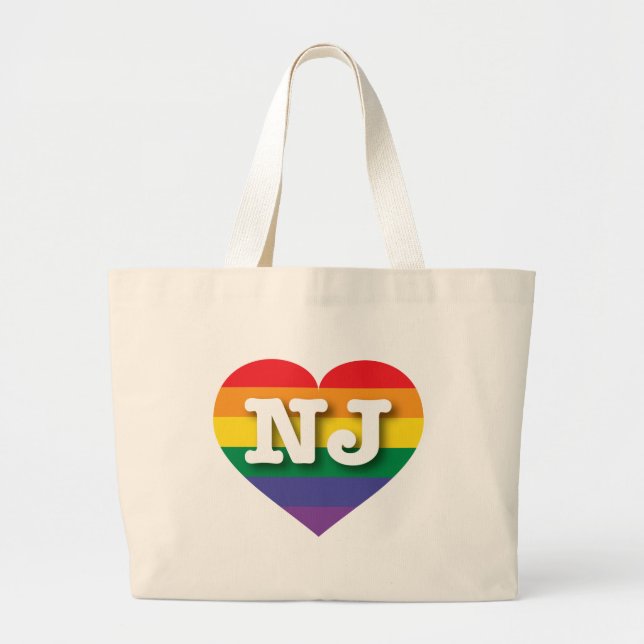 I Liebe New Jersey Rainbow Heart Jumbo Stoffbeutel (Vorne)