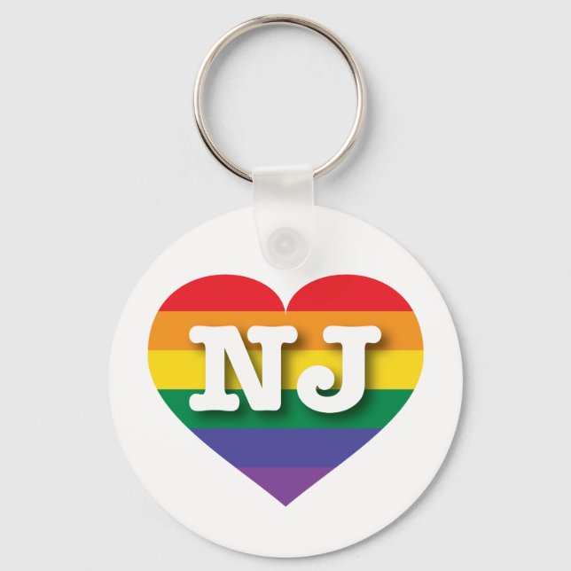 I Liebe New Jersey Rainbow Heart Schlüsselanhänger (Vorderseite)
