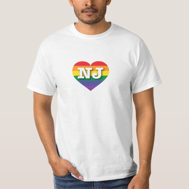 I Liebe New Jersey Rainbow Heart T-Shirt (Vorderseite)