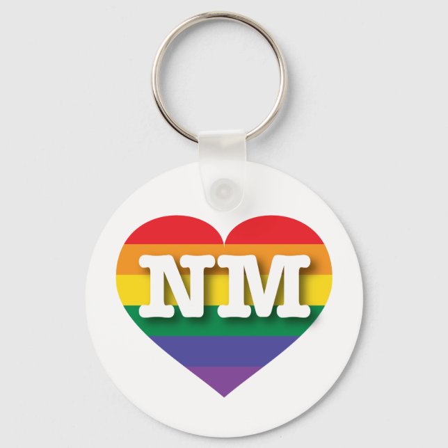 I Liebe New Mexico Regenbogenherz Schlüsselanhänger (Vorderseite)