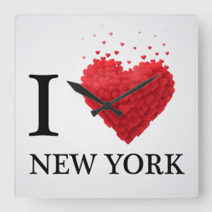 I Liebe New York Hearts Quadratische Wanduhr