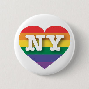 I Liebe New York Rainbow Heart Button