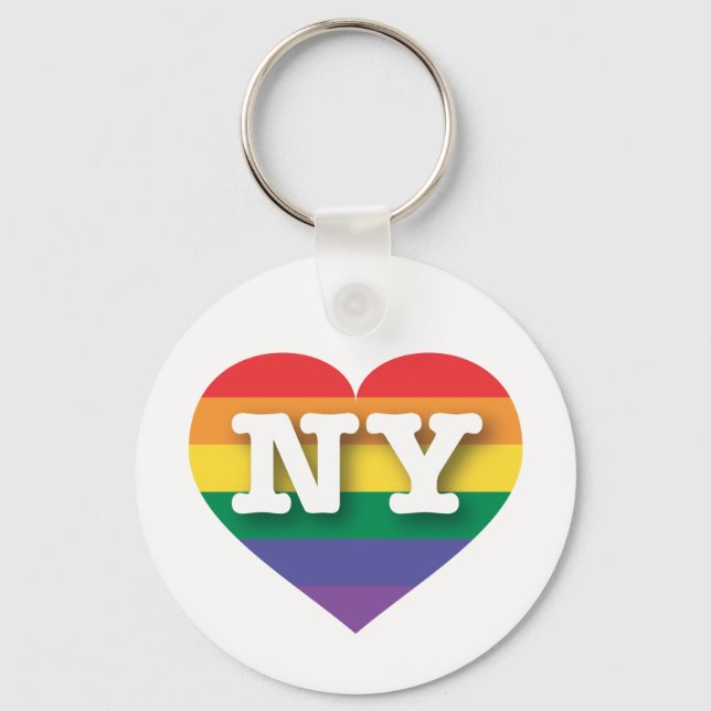 I Liebe New York Rainbow Heart Schlüsselanhänger (Vorderseite)