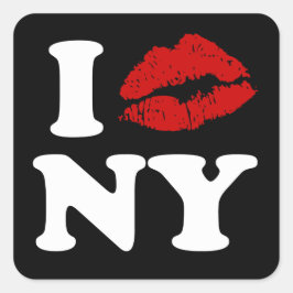 I Liebe New York | Roter Lipstick KissLips xxx Quadratischer Aufkleber