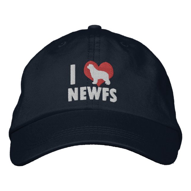 I Liebe Newfs bestickt Bestickte Kappe (Vorderseite)
