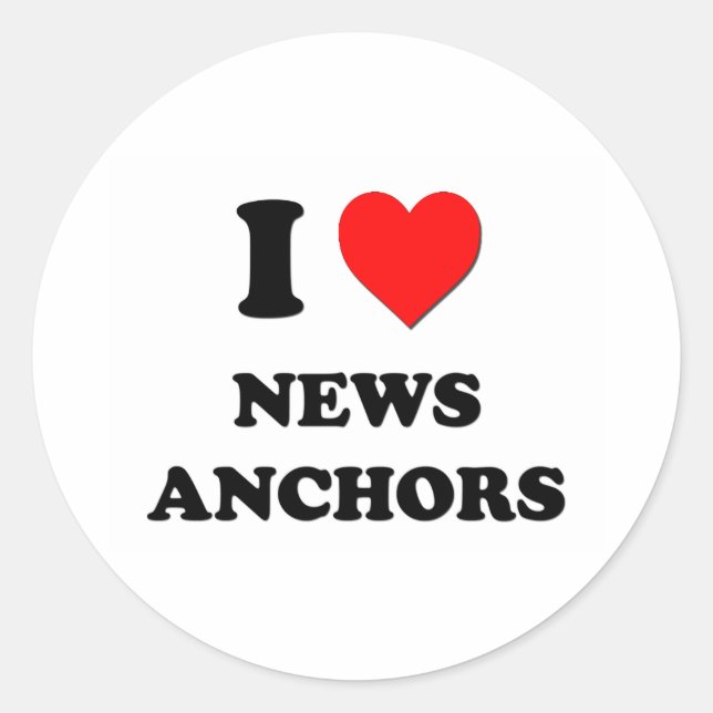 I Liebe News Anchors Runder Aufkleber (Vorderseite)