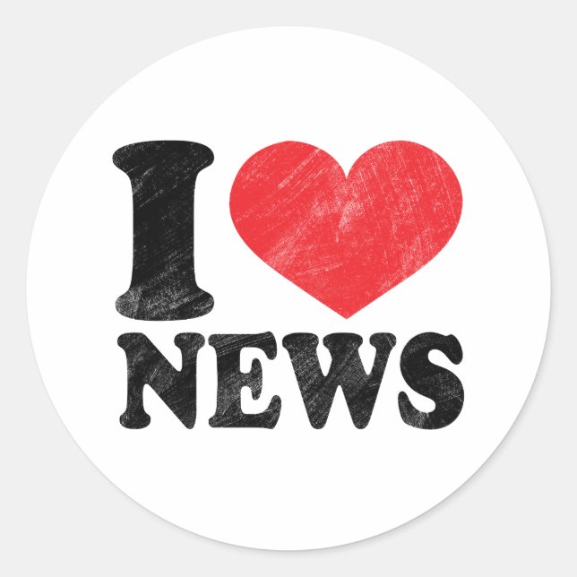 I Liebe News Runder Aufkleber (Vorderseite)