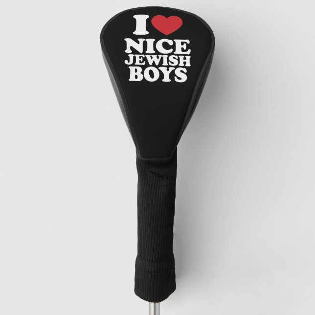 I Liebe Nice Jungs ich Herz Groovy Retro Golf Headcover (Vorderseite)