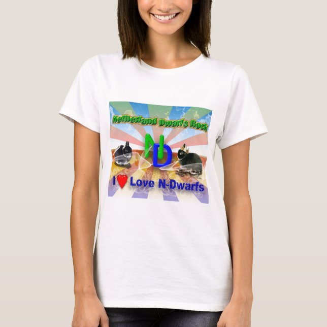 I Liebe Niederlande Zwarf Bunnies T-Shirt (Vorderseite)