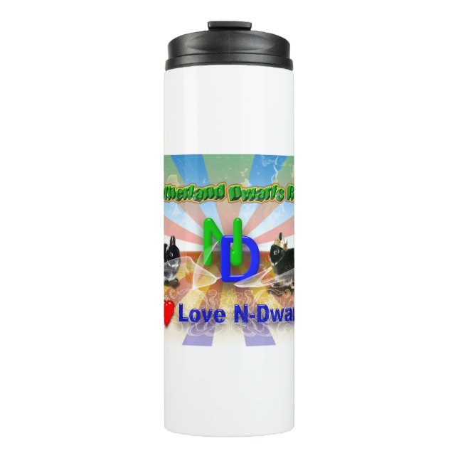 I Liebe Niederlande Zwarf Bunnies Thermosbecher (Vorderseite)