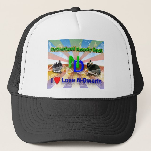 I Liebe Niederlande Zwarf Bunnies Truckerkappe (Vorderseite)