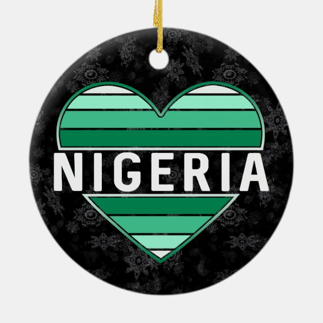 I Liebe Nigeria, nigerianisches Herz Keramik Ornament (Hinten)