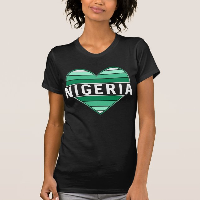 I Liebe Nigeria, nigerianisches Herz T-Shirt (Vorderseite)