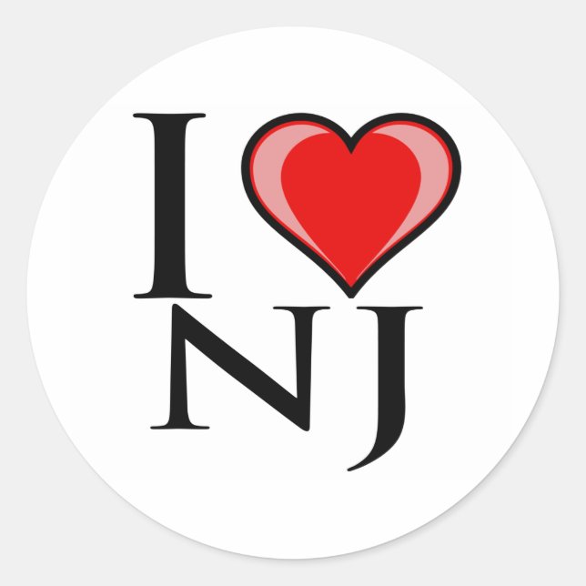 I Liebe NJ - New Jersey Runder Aufkleber (Vorderseite)