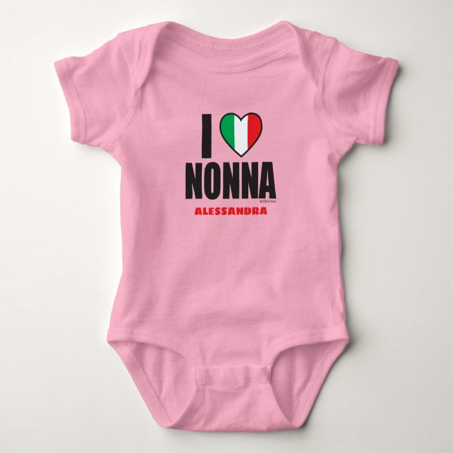 I LIEBE NONNA personalisiert Pink Baby Bodysuit Baby Strampler (Vorderseite)