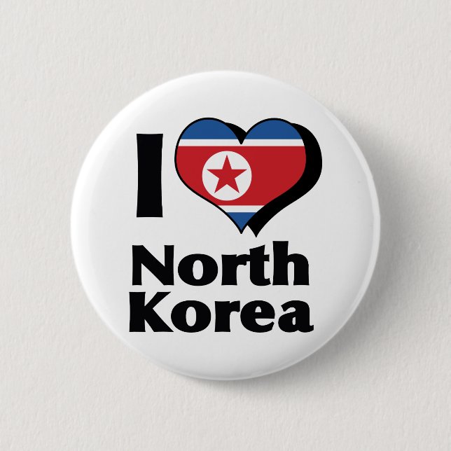 I Liebe Nordkorea Flagge Button (Vorderseite)