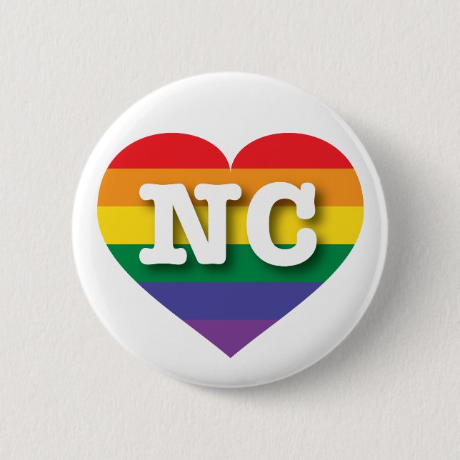 I Liebe North Carolina Rainbow Heart Button (Vorderseite)