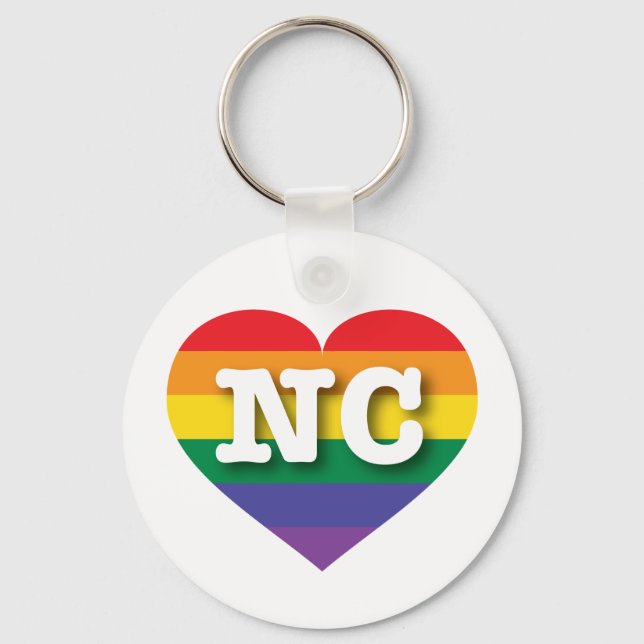 I Liebe North Carolina Rainbow Heart Schlüsselanhänger (Vorderseite)