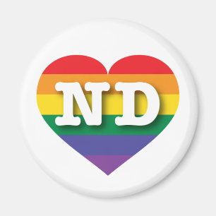 I Liebe North Dakota Rainbow Heart Magnet