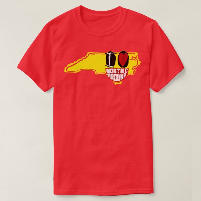 I Liebe North olina lächelnd glückliches Gesicht T-Shirt (Design vorne)